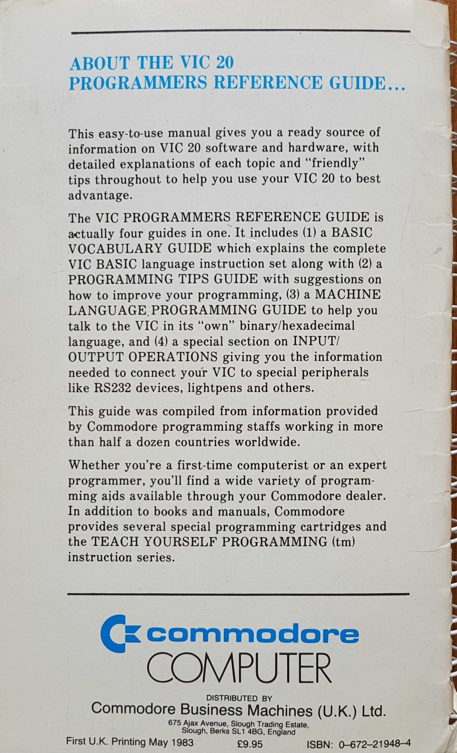 Picture of 0-672-21948-4 Vic-20 programmers reference guide by artist Unknown 